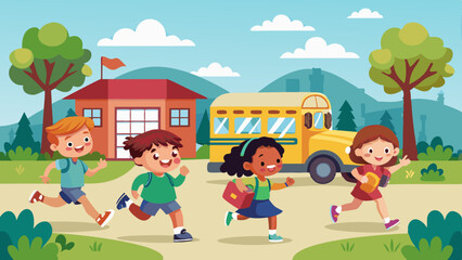 children-running-after-the-school-bus