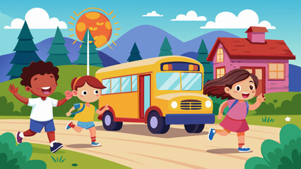 children-running-after-the-school-bus