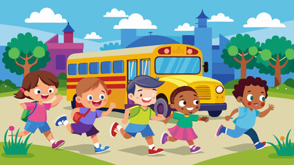 children-running-after-the-school-bus