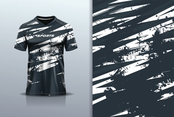 Sport jersey design template mockup stripe line grunge racing for football soccer, running, esports,  black white color © Nimpuna O