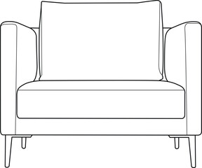 Line art, simple outline image of a chair. Furniture in the house, coloring. Images for manuals and technical documents