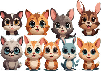 set of cartoon animals