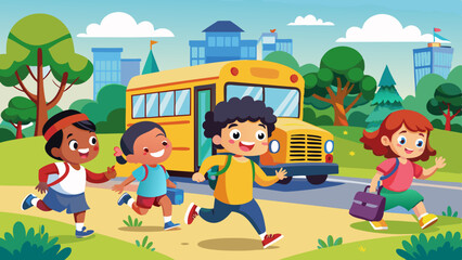 children-running-after-the-school-bus
