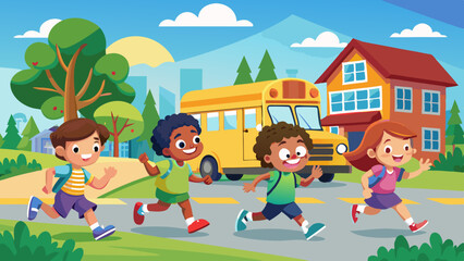 children-running-after-the-school-bus