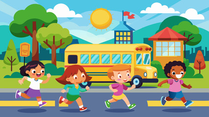 children-running-after-the-school-bus