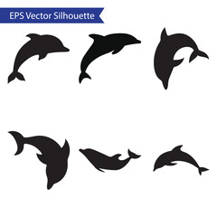 Dolphin Silhouettes Set. Vector illustration eps