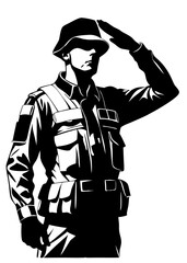 Vector illustration of army soldier saluting