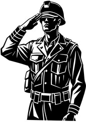 Vector illustration of army soldier saluting