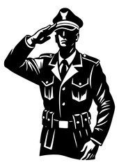 Vector illustration of army soldier saluting