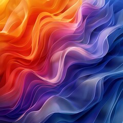 Obraz premium Vibrant abstract waves of color, featuring a beautiful gradient of warm and cool hues Ideal for backgrounds and modern design projects