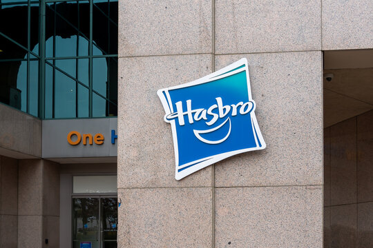 Hasbro headquarters in Pawtucket, Rhode Island, USA, on November 10, 2023. Hasbro, Inc. is an American multinational conglomerate holding company creating toys and games.