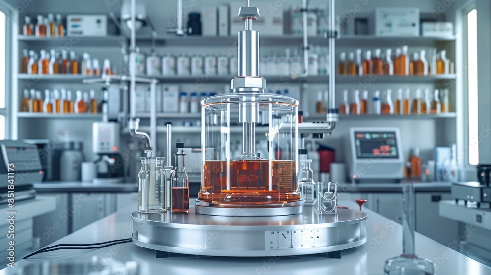 Aufkleber A modern laboratory setup showcasing the process of supercritical fluid extraction. include a sleek. Generative AI.