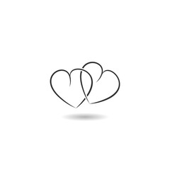 Two linked hearts icon with shadow