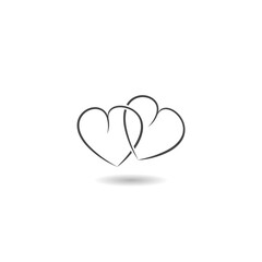 Two linked hearts icon with shadow