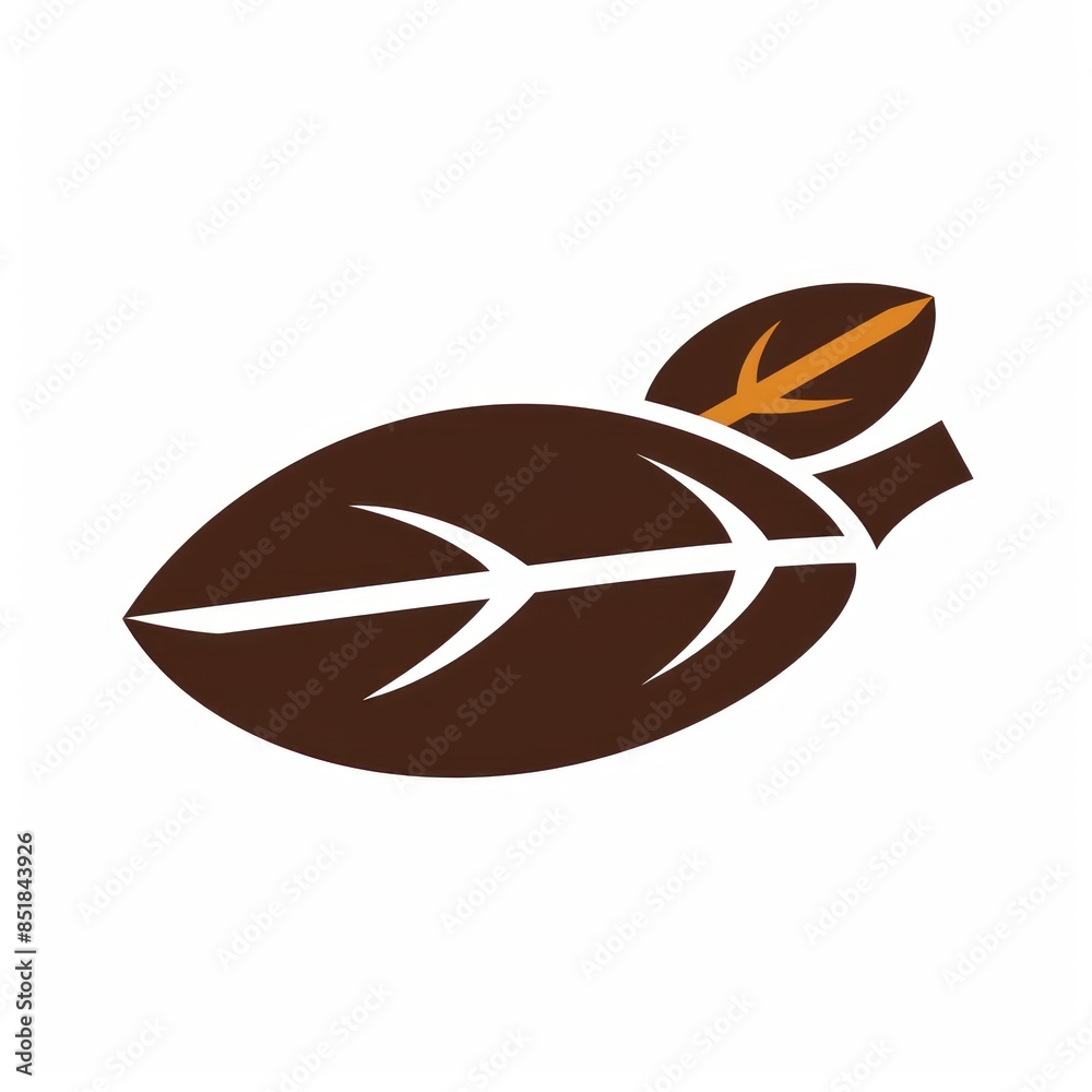 Sticker Brown Leaf Logo With Orange Stem