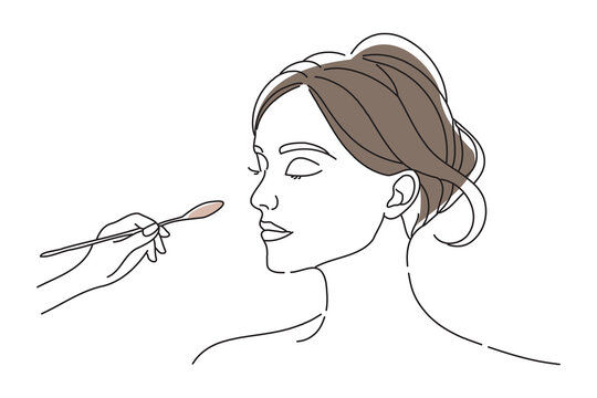 woman receiving makeup application, line art style clip art preview