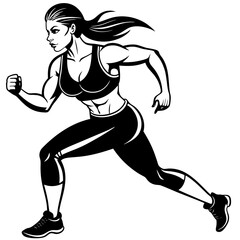 fitness-woman-in-black-and-white-run