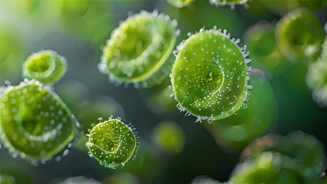 Microscopic View of Green Algae