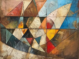 Craft a piece at eye level that fuses personal stories with abstract art Express emotions through precise geometric forms