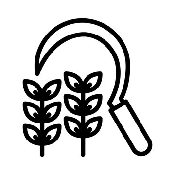 recommend clip art: Sickle line icon. Gardening icon. Planting icon isolated on white background. Transparent background, minimalist symbol. Vector images