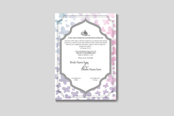 Luxury Muslim Marriage Certificate Template Design With Floral Design 