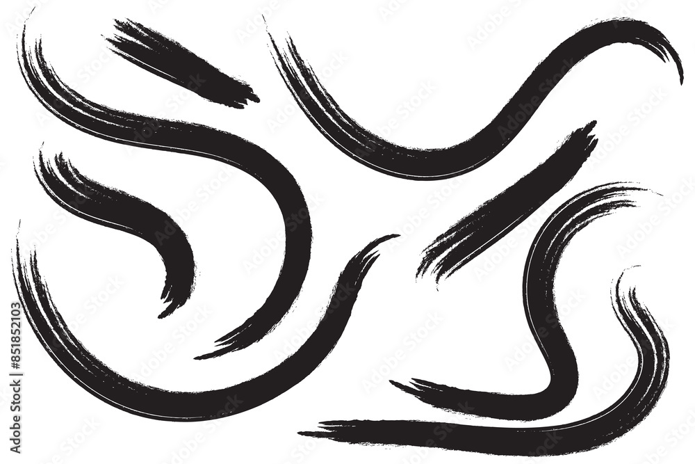 Wall mural wavy and swirled brush strokes seamless pattern. thick and bold texture curved lines. abstract art b
