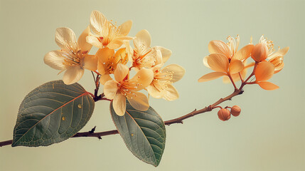 A vibrant stock photo of a single branch adorned with blossoming leaves and flowers, symbolizing the beauty and importance of nature on World Conservation Day.