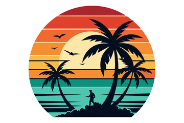 summer vibes in vacation retro t-shirt design vector illustration