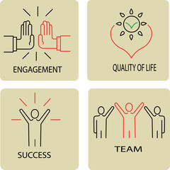 Altruism and benevolence vector icons set