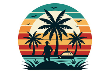 summer vibes in vacation retro t-shirt design vector illustration