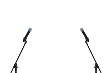 Stand with the modern microphone on a white background