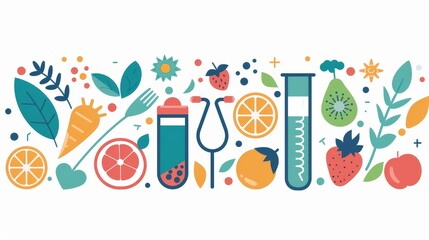 Website flat design front view health and wellness blog theme cartoon drawing Monochromatic Color Scheme