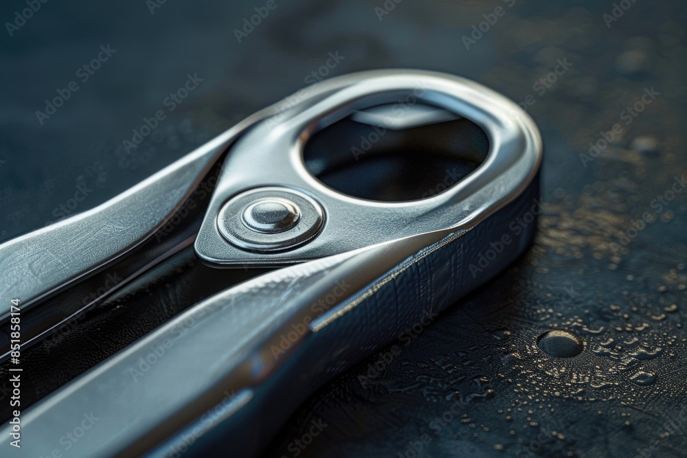 Poster A close-up shot of a pair of scissors lying on a table