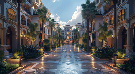 Fototapeta premium The lively community spaces and elegant architecture. Generative AI.