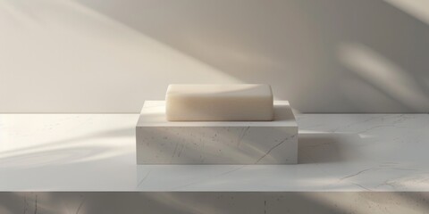 A simple soap bar resting on a white marble block