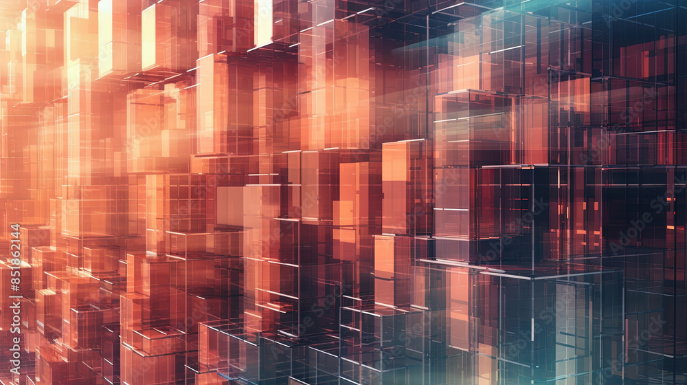 Poster Abstract background with structure of cubes. Colorful cubes texture for technology backdrop