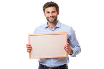 person holding a blank board