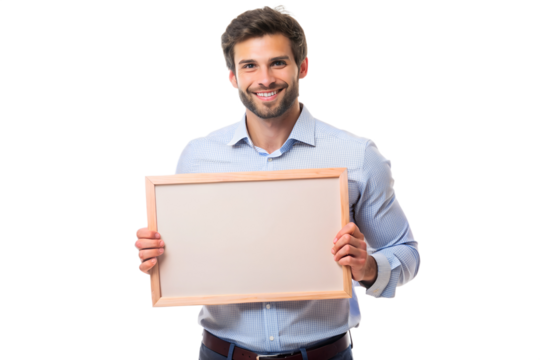 person holding a blank board