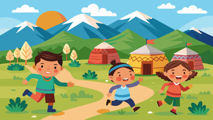 kazakh-children-run-and-play-in-the-background-the