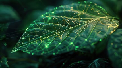 leaf nature green technology futuristic concept, Ai Generate Image