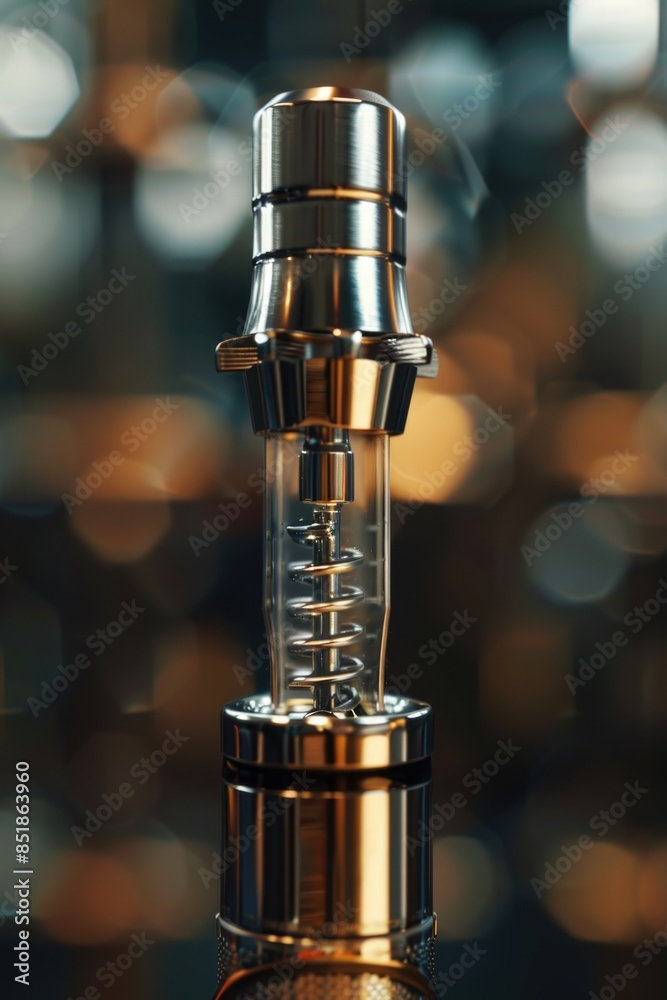 Poster close-up of a metal object on a table
