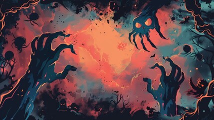 Goosebumps flat design top view supernatural events theme animation Complementary Color Scheme
