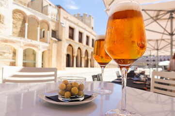 Local Flavors: Beer and Olives at Plaza Alta, Badajoz.