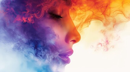 Spirit flat design front view mystical aura theme watercolor Splitcomplementary color scheme