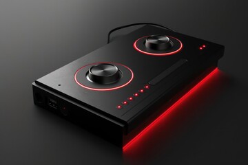 Fototapeta premium A futuristic, compact audio interface with a sleek design, offering highquality sound processing and minimalistic controls for musicians