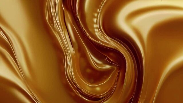 Abstract Looping gold liquid. Golden wave background Loop. Gold background. Gold texture. Lava, nougat, caramel, amber, honey, oil