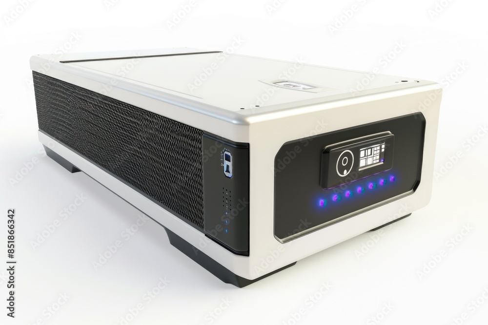 Aufkleber A simple electronic device sits on a white surface, perfect for use in a product showcase or tutorial setting