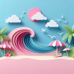 It's Summer Time surrounded by various beach and tropical elements,