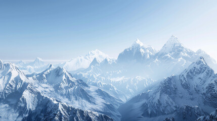 Obraz premium landscape photograph of snow-capped mountains against a clear blue sky