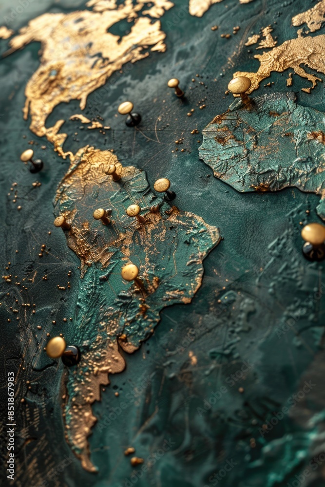 Poster a detailed view of a world map, perfect for highlighting specific regions or countries